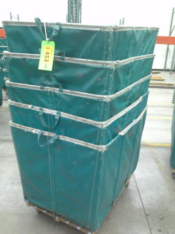 Lots of 5 green shipping and receiving bins