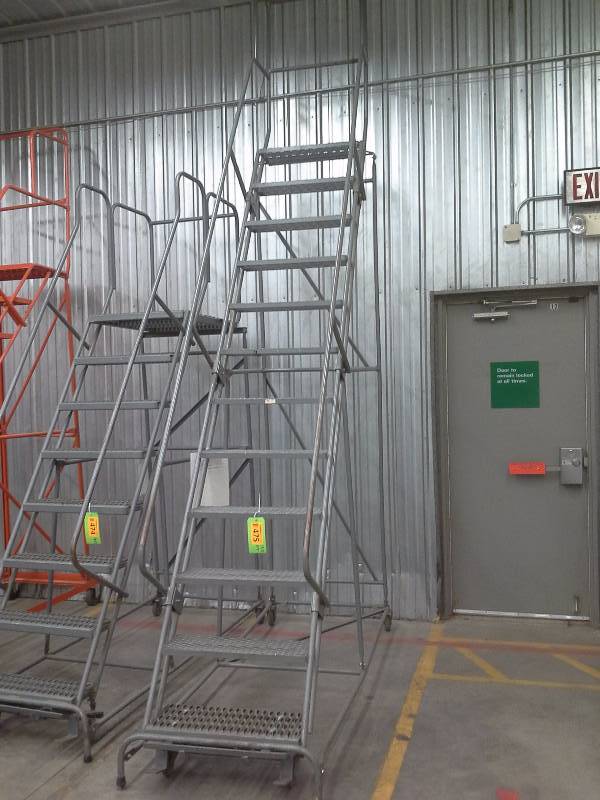 Steel warehouse rolling ladder