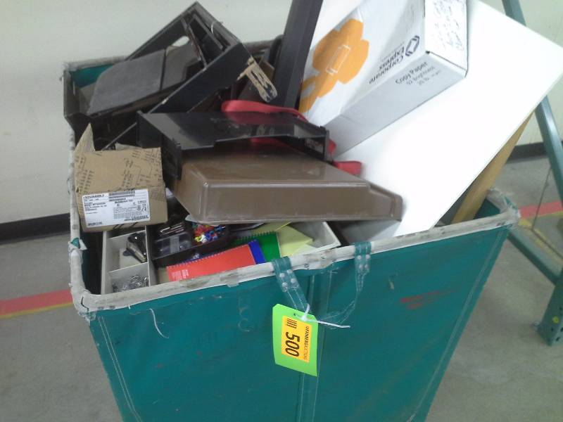 Large miscellaneous lot of desk contents, plastic organizers, and other items.