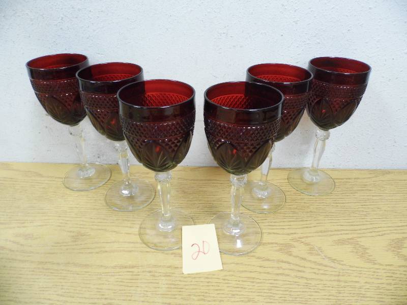 6 Piece Red Stemware