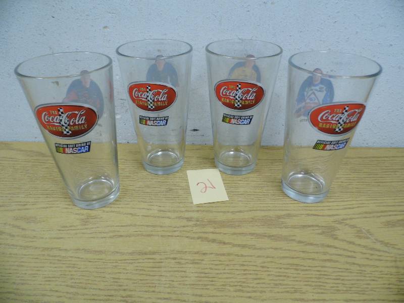 4 Piece Coke Glasses - Nascar