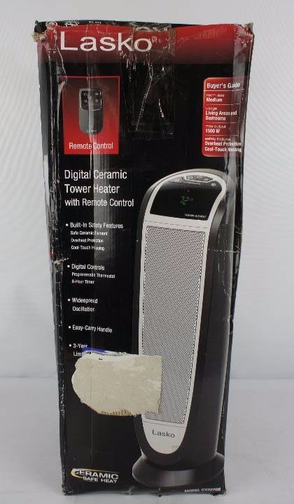 lot 7 image: Lasko Digital Ceramic Tower Heater with Remote