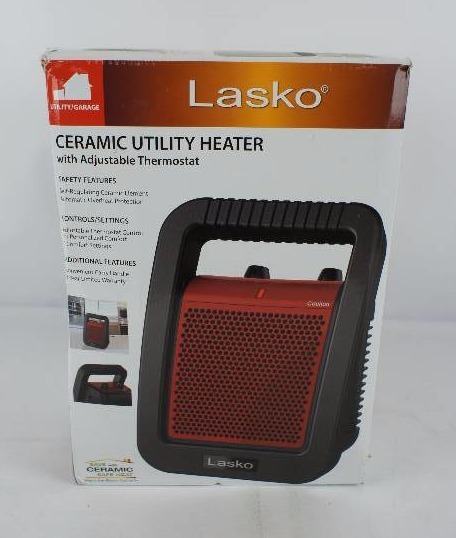 lot 8 image: Lasko Ceramic Utility Heater with Adjustable Thermostat