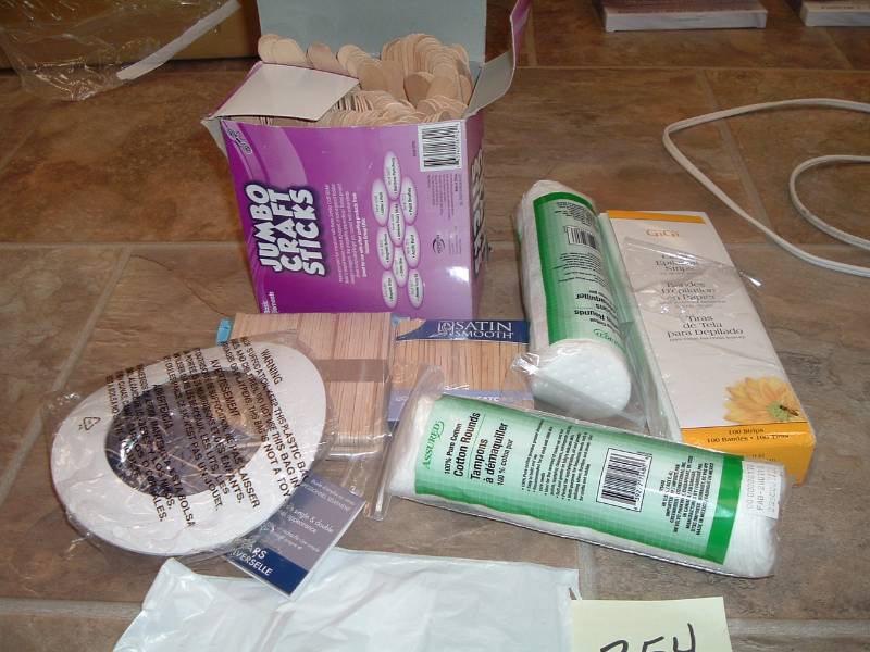 lot 354 image: Wax sticks, strips, cotton rounds, wax rims