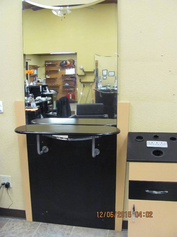 lot 1 image: Stylist station with Side Cabinet