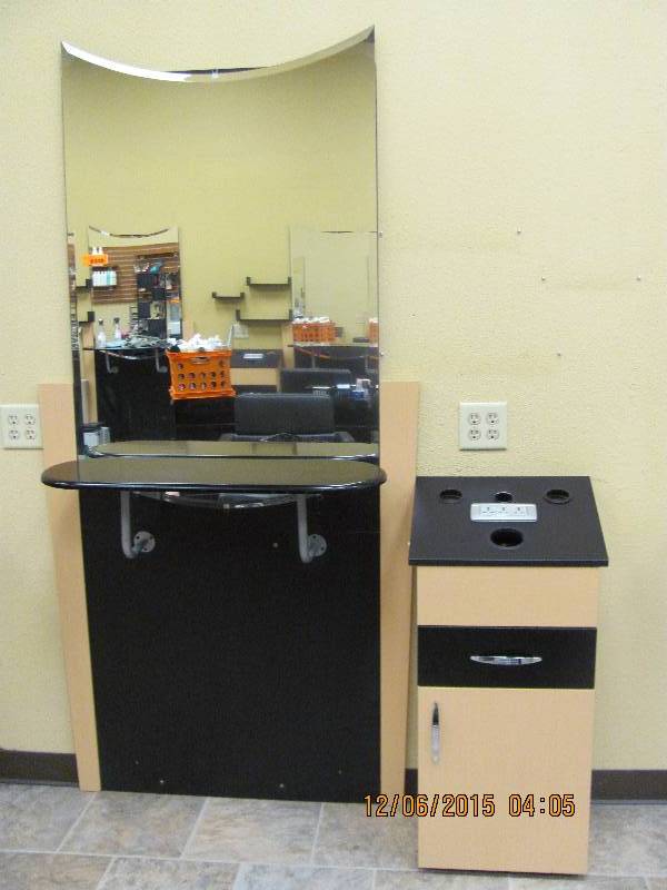 lot 2 image: Stylist station with Side Cabinet