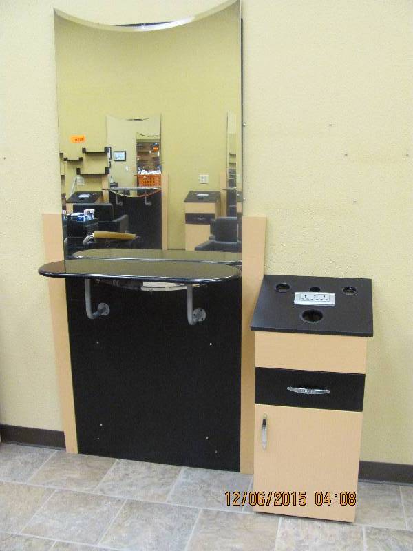 lot 3 image: Stylist station with Side Cabinet
