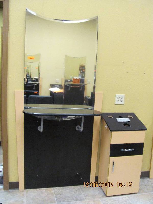 lot 6 image: Stylist station with Side Cabinet