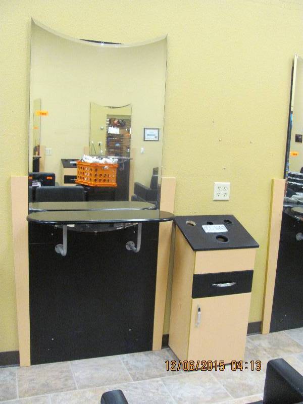 lot 7 image: Stylist station with Side Cabinet