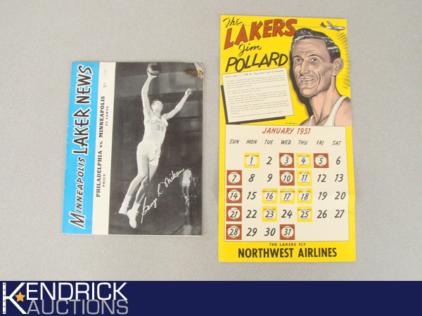 Vintage MN Lakers Program, and 1951 Calendar