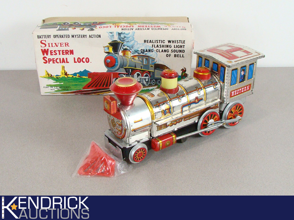 Vintage MINT in Box Modern Toys Western Locomotive Tin Toy