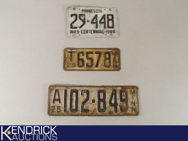 3 Vintage MN License Plates