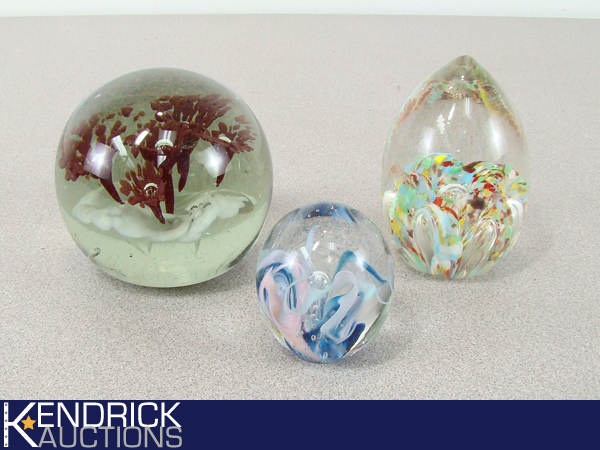 Lot of 3 Collectible Glass Paperweights