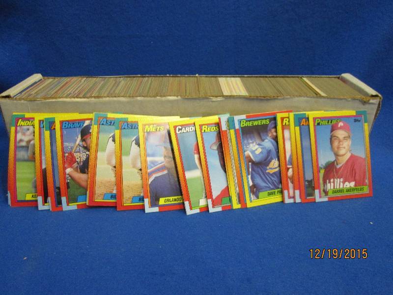 Box of 1990 Topps baseball cards...