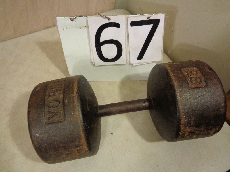 lot 67 image: York 95lb Dumbell
