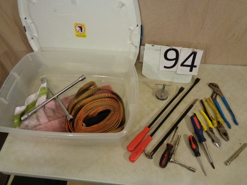 lot 94 image: Tow Strap and Tools