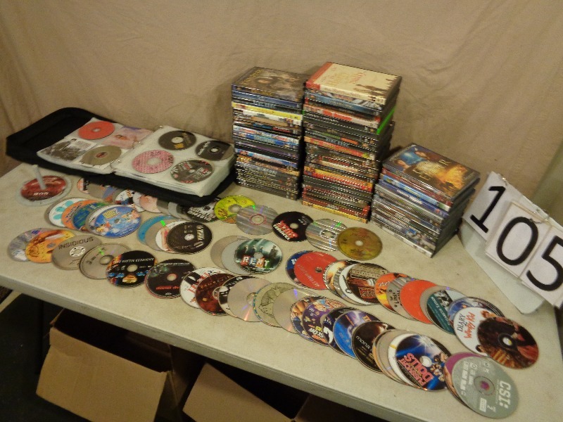 lot 105 image: DVDs, CDs, and More