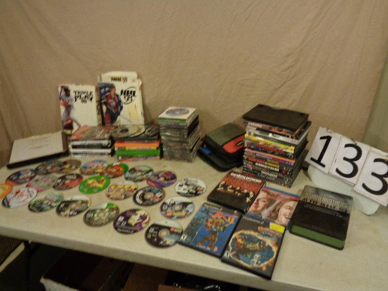 lot 133 image: DVDs, Playstation 2, Blu Rays, PC Games, XBox Games
