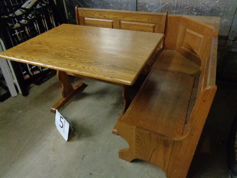 lot 5 image: Wood Corner Booth  Kitchen Table