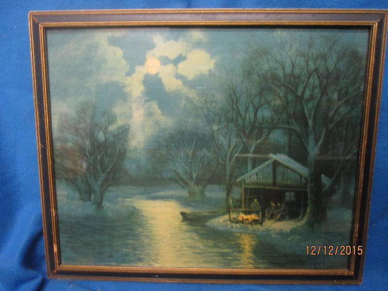 22 x 18 cabin lake scene ...
