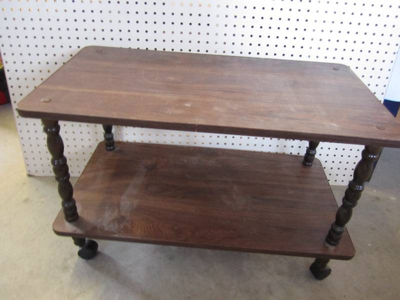 small wooden shelf on wheels 29 x...