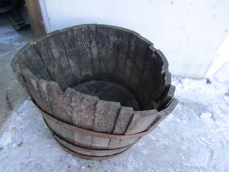 wooden barrel-has dent in side ...