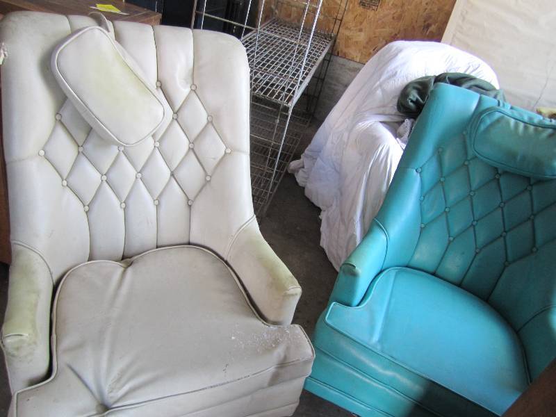vintage white and blue rocking chai...