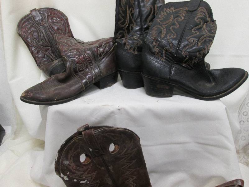 3 pr mens leather cowboy boots 2 b...