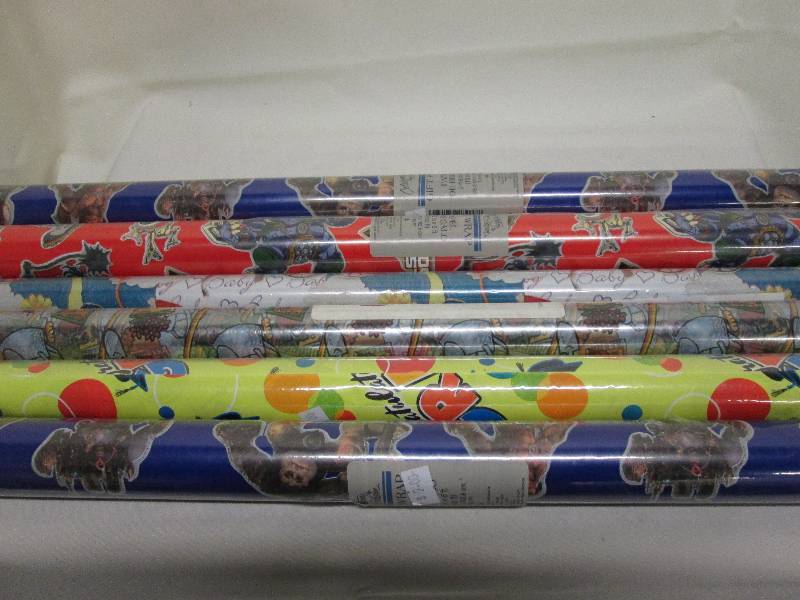 lot 340 image: 6 rolls assorted gift wrap...