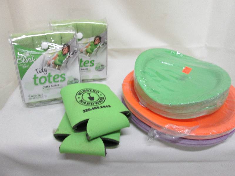 lot 1 image: 3 pk paper plates, 2 can coolers, 2...