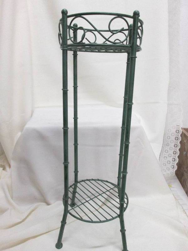 lot 46 image: Green metal plant stand 26 high, h...