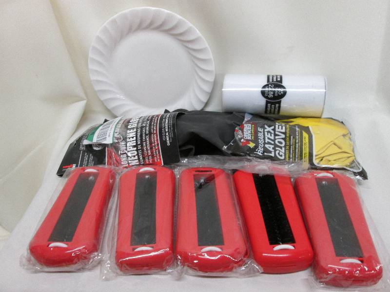 lot 51 image: 5 red lint brushes, 1 pr long cuff ...