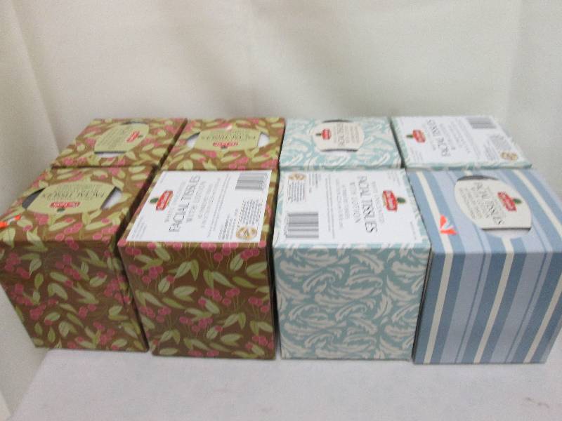 lot 73 image: Lot of 8 square boxes facial tissue...