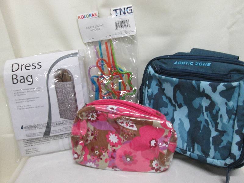 lot 97 image: Dress bag, pk of 6 crazy straws, ma...