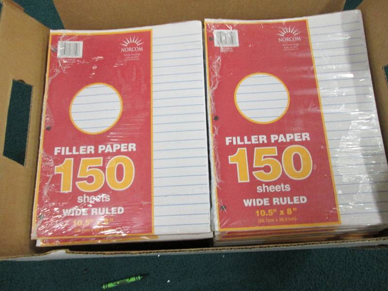 lot 133 image: Box of pkgs of 150 each wide ruled ...