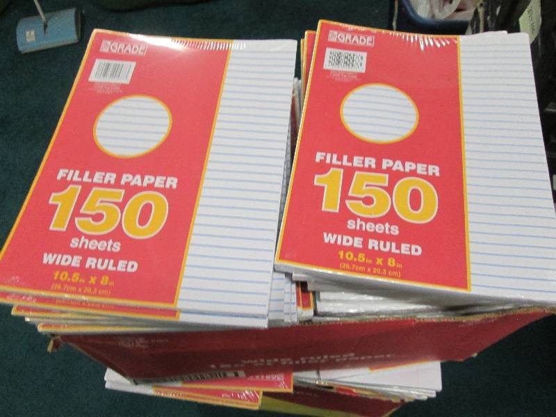 lot 134 image: Box of pkgs of 150 each wide ruled ...