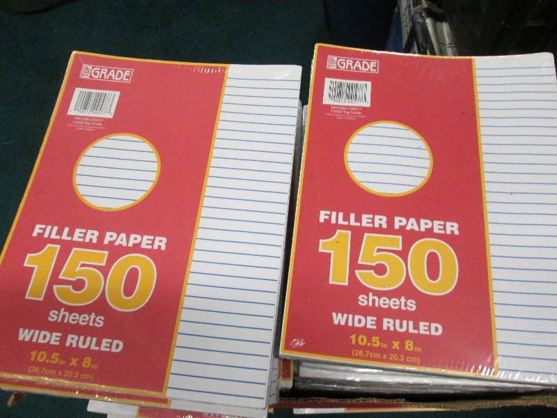 lot 135 image: Box of pkgs of 150 each wide ruled ...