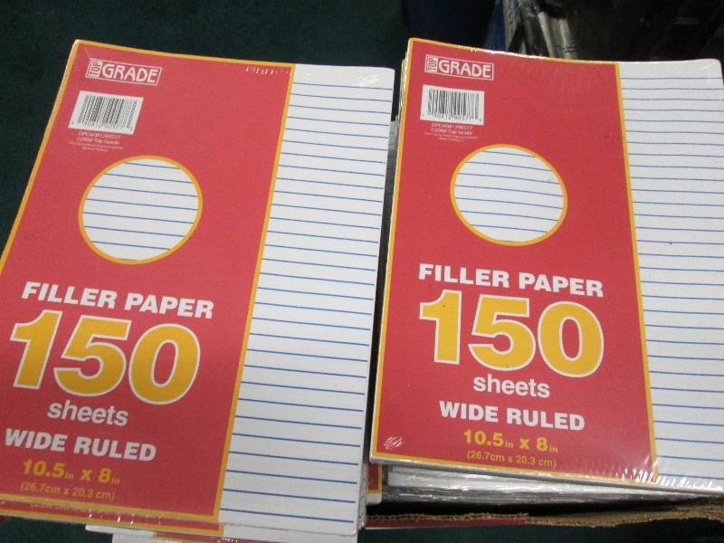 lot 136 image: Box of pkgs of 150 each wide ruled ...