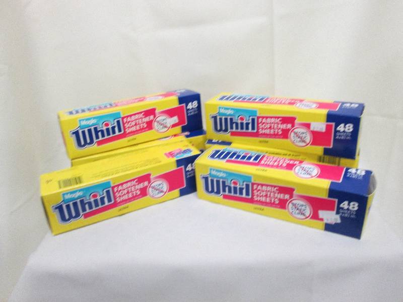lot 161 image: Lot of 6 boxes Whirl dryer sheets 4...