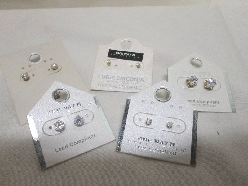 lot 210 image: 5 pair faux diamond earrings, lead ...