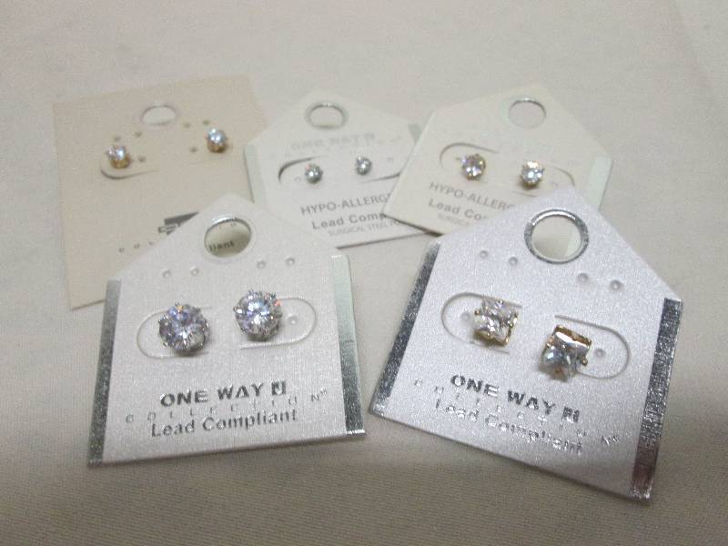 lot 212 image: 5 pair faux diamond earrings, lead ...