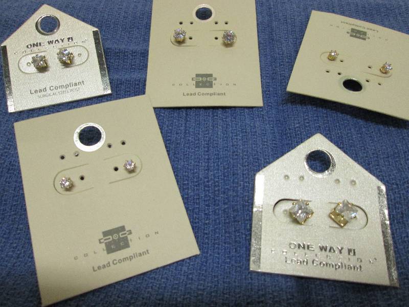 lot 213 image: 5 pair faux diamond earrings, lead ...