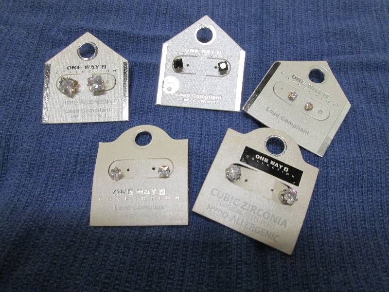 lot 214 image: 5 pair faux diamond earrings, lead ...