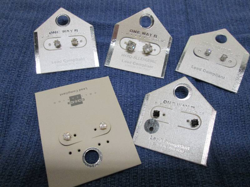 lot 215 image: 5 pair faux diamond earrings, lead ...