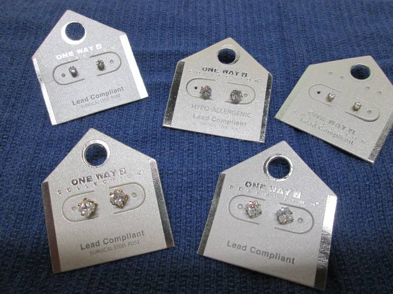 lot 216 image: 5 pair faux diamond earrings, lead ...