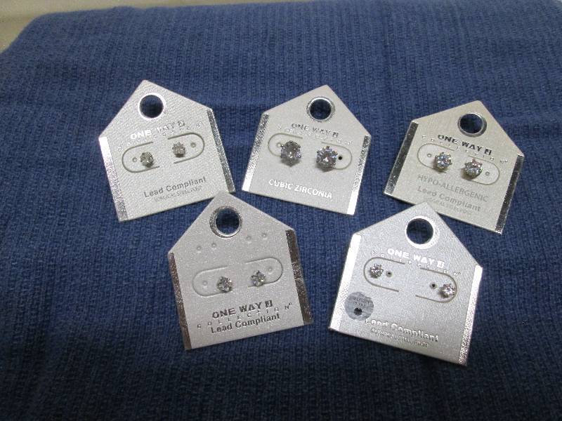 lot 218 image: 5 pair faux diamond earrings, lead ...