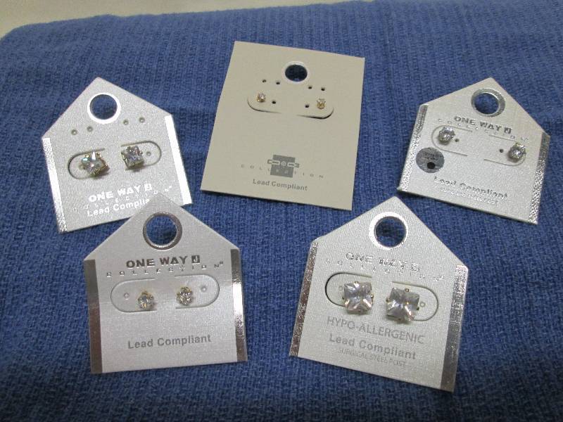lot 220 image: 5 pair faux diamond earrings, lead ...