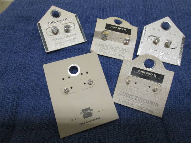 lot 221 image: 5 pair faux diamond earrings, lead ...
