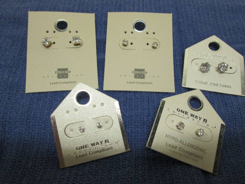 lot 222 image: 5 pair faux diamond earrings, lead ...
