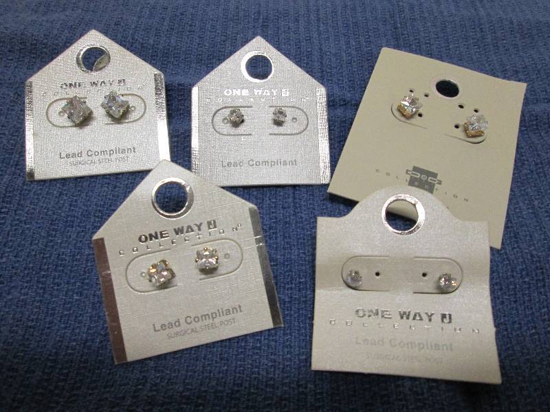 lot 223 image: 5 pair faux diamond earrings, lead ...